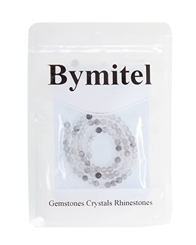 Bymitel 90 pcs Natural Genuine Real Round Loose Stone Beads Gemstone Spacers for Charm DIY Jewelry Making 15.5" per Strand 4mm (Cloudy Quartz Crystals, 4mm) - color: Cloudy Quartz Crystals, size: 4mm