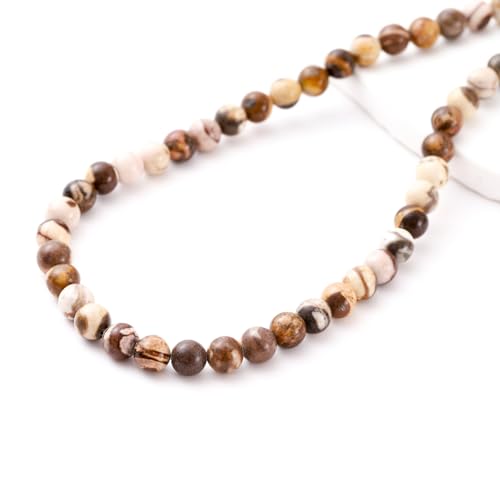 6mm 60pcs DIY Natural Australia Zebra Stone Beads Round Healing Crystal Gemstone Loose Beads for Jewelry Making Handmade Bracelet Necklace - color: Australia Zebra, size: 6mm
