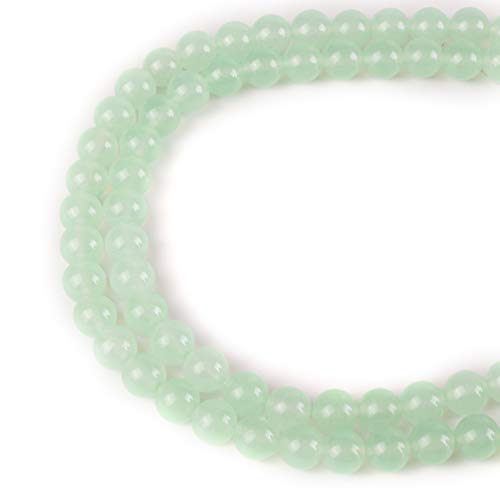 RayLineDo® 48Pcs 8mm Natural Light Green Jade Stone Round Beads Loose Beads Wholesale for Jewelry Making - color: Light Green Jade, size: 8mm
