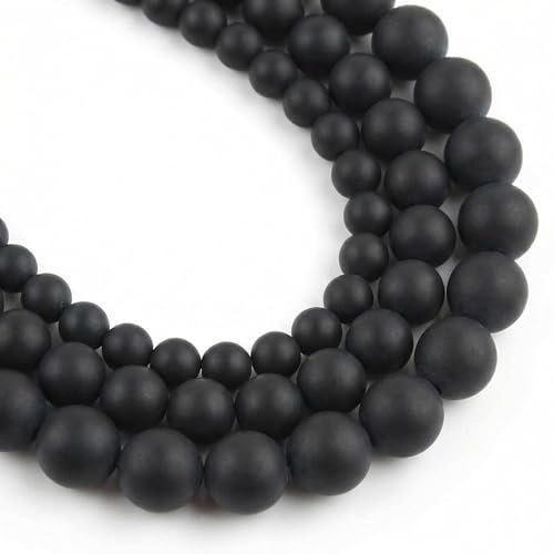48pcs Natural Matte Black Onyx Gemstone Beads，8mm Frosted Round Loose Stone Beads for Jewelry Making Earring Bracelet Necklace DIY Crafts - color: Black Onyx, size: 8mm