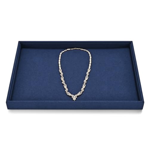 Microfiber Jewelry Tray Stackable Jewelry Drawer Organizer Trays Necklace Bracelet Holder for Necklace Bracelets Watches Perfume Organizer (Blue) - color: Blue, size: 1 Grid
