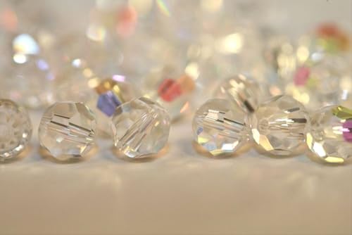 100pcs Adabele Austrian 4mm (0.16 Inch) Small Faceted Loose Round Crystal Beads Clear AB Compatible with 5000 Swarovski Crystals Preciosa SS2R-402 - color: Crystal Ab, size: 4mm Small (100pcs)