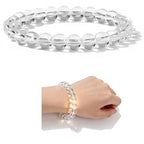 Handmade 8mm Beaded Bracelets For Men Protection Bracelet For Women Chakra Feng Shui Stretchy Handmade Lucky Money Stretchy Crystal Bracelets Best Gifts - color: Clear quartz