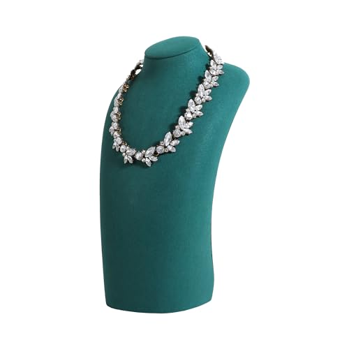 GemeShou Green necklace hanger jewelry organizer, Velvet jewelry stand necklace holder, jewelry mannequin bust for necklaces, Jewelry boutique store photography props【Green-Large height 11.8 inch】 - color: Green, size: Large
