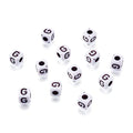 240pcs Opaque Acrylic Letter G Cube Beads White Plastic Alphabet Loose Spacer Square Beads 4-5mm for DIY Name Bracelet Necklace Jewelry Crafts Making Hole: 1.8mm - color: Letter G#White and Black