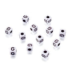 240pcs Opaque Acrylic Letter G Cube Beads White Plastic Alphabet Loose Spacer Square Beads 4-5mm for DIY Name Bracelet Necklace Jewelry Crafts Making Hole: 1.8mm - color: Letter G#White and Black
