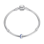Clip Stopper Charms Sterling Silver Rondelle Spacer Bead Charm Stopper Charm for Pandora Charm Bracelets - color: Blue ( 4pcs )