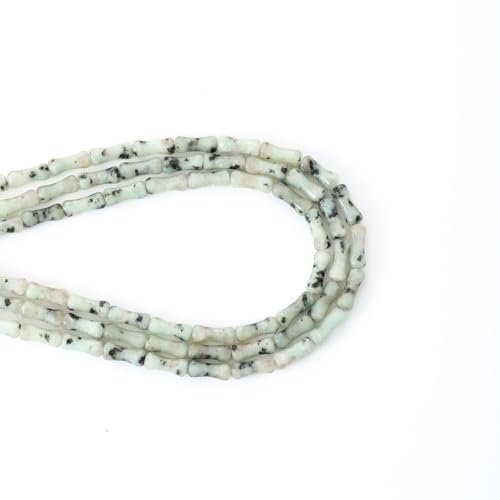 5x12mm Natural Kiwi Jasper Stone Bamboo Shape Gem Healing Energy Loose Spacer Beads for DIY Necklace Bracelet Earring - color: Kiwi Jasper