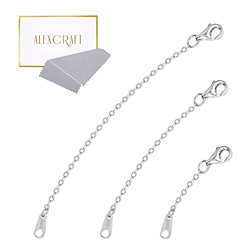 White Gold Chain Necklace Extender 925 Sterling Silver Necklace Bracelet Anklet Extenders Chain Extension for Jewelry Making (1 2 3 inch) - color: White Gold