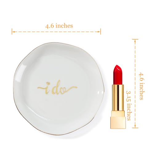 HOME SMILE I Do Ring Dish,Engagement Engaged Wedding Bridal Gifts for Newly Engaged Friend,Daughter, Sister,Newlyweds,BFF,Ceramic White - style: I Do