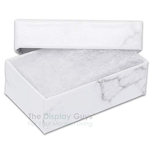 TheDisplayGuys - 25-Pack #21 Cotton Filled Cardboard Paper Jewelry Boxes Gift Case - Marble White (2.6" x 1.6" x 1.0") - for Shipping or Storage - size: 1 Count (Pack of 25), style: 2.6" x 1.6" x 1.0" (#21)