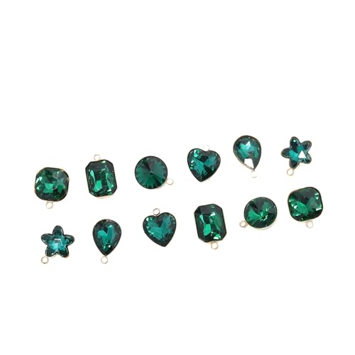 Song Xi Red Shape Random Charms For Jewelry Making Clear Crystal Charms Pendants Bracelets Necklace Earrings Bulk Keychain Arts And Crafts Diy Birthday Gifts For Women AB Color 12pcs - color: Random Shapes - Green