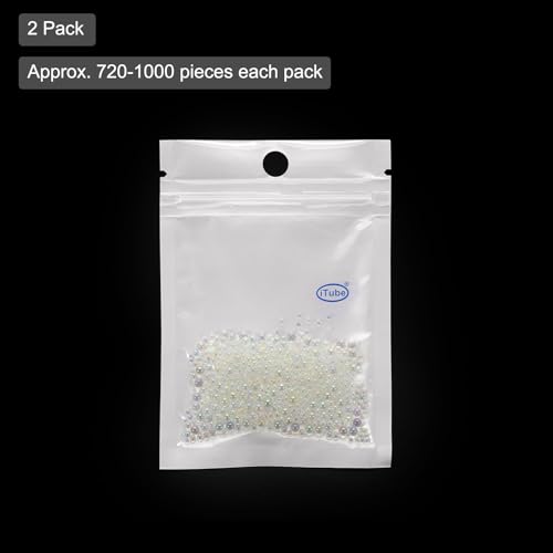 Iridescent Glass Tiny Bubble Beads, 0.4-3mm 20g No Hole Micro Mini Round Clear Water Droplets Beads - Applications: for Resin Filler, Nail Art, Dollhouse Bath Tub, 2-Pieces - color: Iridescent Clear, size: φ0.4-3mm