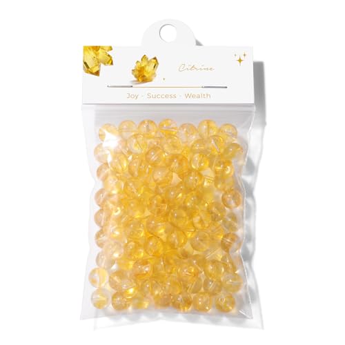 Raicegs 100pcs 8mm Citrine Beads Natural Gemstone Beads Round Loose Beads for Jewelry Making DIY Bracelets Necklace - color: Citrine, size: 8mm Round