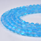 48PCS 8mm Natural Sky Blue Mystic Aura Quartz Gemstone Frosted Matte Titanium Round Loose Spacer Beads 15 inch Full Strand Crystal Healing Power Quartz - color: Sky Blue Mystic Aura, size: 8mm