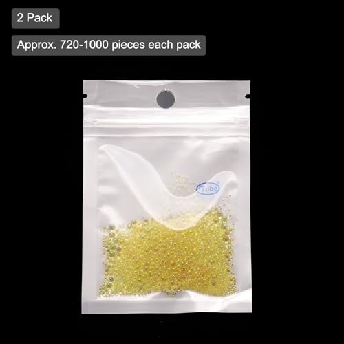 Iridescent Glass Tiny Bubble Beads, 0.4-3mm 20g No Hole Micro Mini Round Deep Yellow Water Droplets Beads - Applications: for Resin Filler, Nail Art, Dollhouse Bath Tub, 2-Pieces - color: Deep Yellow, size: φ0.4-3mm