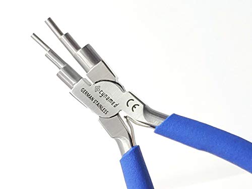Cynamed German Stainless- 6 in 1 Bail Making Pliers Wire Looping Forming Pliers with Non-Slip Comfort Grip Handle for 2mm to 9mm Loops and Jump Rings-Heavy Duty