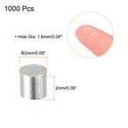 uxcell 1000Pcs Crimp Tube Beads, 2x2mm Brass Tube Crimp End Spacer Beads Tiny Stoppers for Bracelet Jewelry Making DIY, Silver Tone - color: Silver Tone, size: 2x2mm