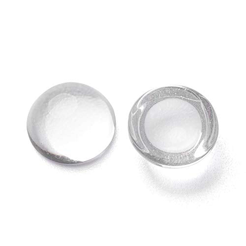 Craftdady 200Pcs Transparent Glass Cabochons 12mm Clear Glass Flat Back Dome Tile Cabochons Half Round Covers for Photo Pendant Jewelry Making - color: Transparent Clear, size: 12mm Round