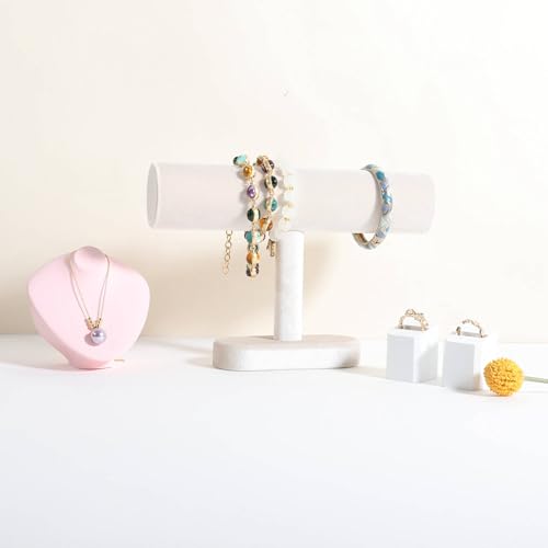 Bracelet T Bar Display for Selling, Wahtch Stand Jewelry Display, Velvet Bangle Holder Organizer【Beige】 - color: Beige