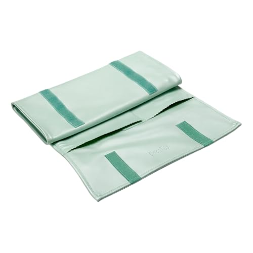 UnionPlus Travel Jewelry Roll, Faux Leather Necklaces Organizer Bag, Elastic Band and Anti-winding, Mint Green - color: Leather Mint Green, size: Medium