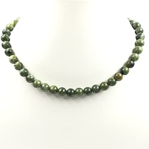 AAA Perfect Natural GREEN JADE Gemstone 8mm Round Beaded Stretchable 15.5" Inches Choker Necklace