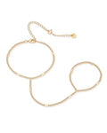 PAVOI 14K Gold Plated Hand Chains for Women - Adjustable Hand Chain Bracelet and Ring - Trendy Gold Handchain Bracelet Stack Summer Jewelry - Beads, Pearl, and Cubic Zirconia Body Jewelry - style: Crimp Chain