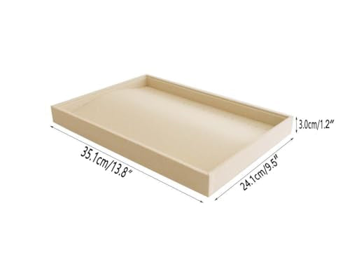 Stackable Jewelry Display Tray Necklace Bracelet Watch Organizer Premium Grad Beige Velvet Home Store Shows Gallery Drawer Divider Closet Organization - color: Bracelets-Watches