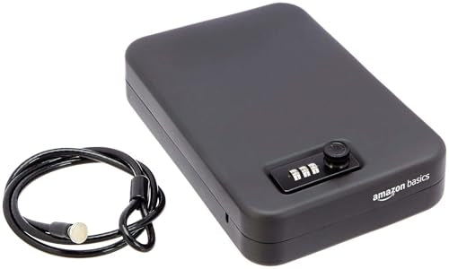 Amazon Basics Portable Security Case Lock Box Safe with Combination Lock for Documents, Valuables, Personal Items, Dorm Room, Home, Large, Black - size: Large