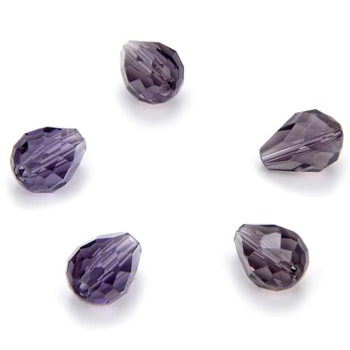 24pcs Adabele Austrian 8mm Faceted Teardrop Loose Crystal Beads Dark Violet Compatible with 5500 Swarovski Crystals Preciosa SST-822 - color: Dark Violet, size: 8mm x 6mm - 24pcs