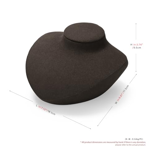 Microfiber Jewelry Bust Display Necklace Pendant Stand for Showcase (Brown) - color: Brown