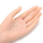Adabele 50pcs Silver Square Beading Hoop Link Jewelry Findings 16mm Geometric Connector Open Back Bezel Frame for DIY Craft Jewelry Making CF73-2 - size: Square Shape (0.63 inch)