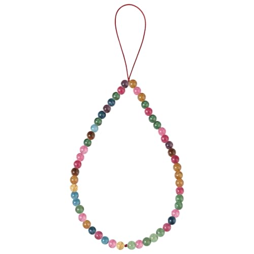 Semi-Precious Gem Stones Beaded Phone Charm Cell Phone Lanyard Wrist Strap Handmade Natural Gemstone Phone Chain string - color: Tourmaline