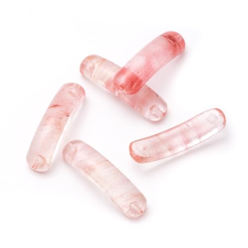 5PCS Natural Red Watermelon Stone Rectangle Curved Beads Gemstone Pendants Connectors for DIY Bracelet Neclace Jewelry Making - color: Red Watermelon