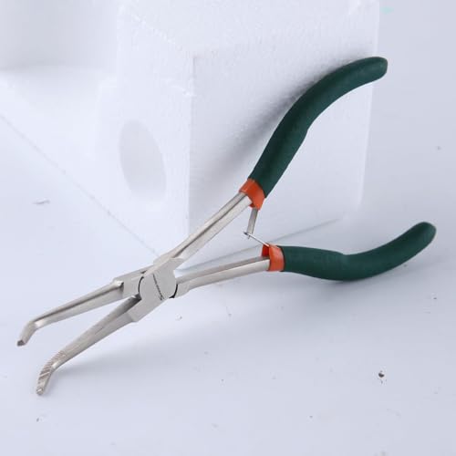 SPEEDWOX Mini Long Nose Pliers with Serrated Jaw - Long Reach Needle Nose Pliers for Jewelry Making, Bending Wire & Small Object Gripping - style: Bent Long Nose Pliers Serrated Jaws