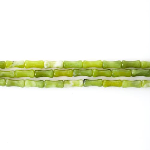 5x12mm Natural Green Jade Stone Bamboo Shape Gem Healing Energy Loose Spacer Beads for DIY Necklace Bracelet Earring - color: Green Jade