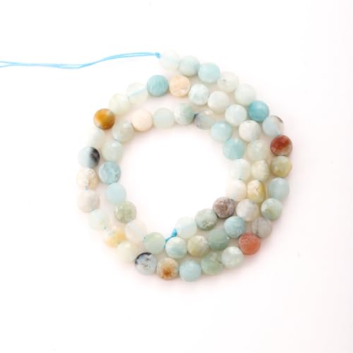 6mm Faceted Natural Amazonite Stone Beads Coin Disc Gemstone Spacer Beads for Jewelry Making DIY Bracelet Necklace - color: Amazonite