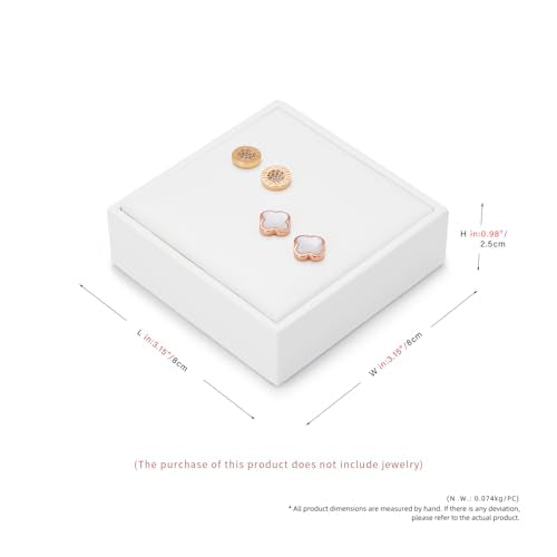 PU Leather Earring Stand Display Holder Organizer Jewelry Showcase (White) - size: 3.15" x 3.15" x 0.99"