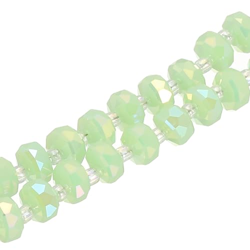 PATIKIL 75 Pcs 8mm OD 5mm Thick Crystal Glass Beads, Rondelle Crystal Beads Faceted Cut Gemstone Strand with Spacer Beads for Craft, Bracelet, Necklace, Emerald Green - color: Emerald Green