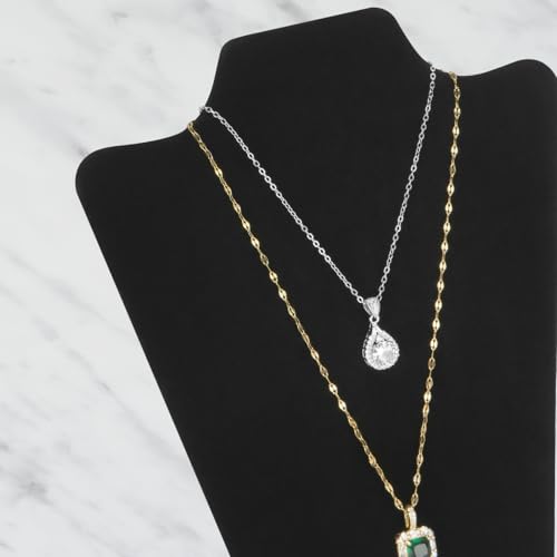 KUKUVR 2Pcs Black Velvet Necklace Bust Display Stand, Jewelry Pendants Chain Holder Stand, Necklace Display Board for Retail Vendor Booth & Selling (Small 8.8 * 6.7inch) - size: Small 8.8*6.7inch
