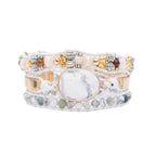 YGLINE Women Boho Handmade Natural Stone Crystal Leather Bead Wrap Bracelets Collection - color: Howlite-3w