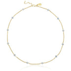 Dainty Gold Necklace for Women,Trendy 18k Gold Vermeil Sterling Silver Choker Necklace Thin Beaded Choker Necklaces Womens Simple Jewelry Gift for Valentines Day - color: March - Aquamarine
