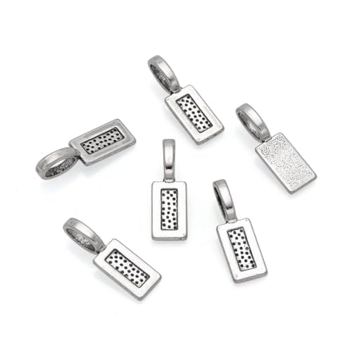 200pcs 21mm Glue On Jewelry Bail Pendant Clasp Antique Silver 12mm (0.5 Inch) Rectangle Flat Pad Base Bulk for DIY Craft Jewelry Making MC-P4 - color: Antique silver, size: 21mm (0.83") Rectangle- 200pcs
