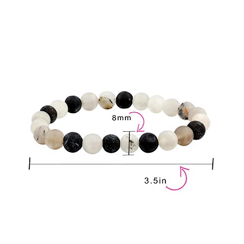 Bling Jewelry Natural Multi Color Semi Precious Gemstone Round Bead 8MM Strand Stackable Stretch Bracelet For Women Men Teen Unisex - color: Gray Quartz
