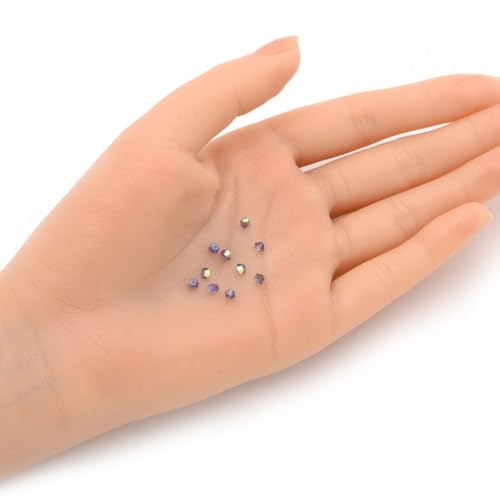 100pcs Authentic Preciosa 3mm (0.12 Inch) Small Faceted Bicone Crystal Loose Beads Tanzanite AB (Purple) Compatible with Swarovski Elements Crystals for Jewelry Making Pre-B365 - color: Tanzanite AB, size: 3mm (0.12 Inch) - 100pcs
