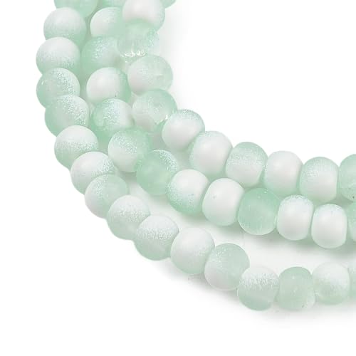 KISSITTY 50pcs Matte Beads Gradient Color Glass Frosted Crystal 6mm Rondelle Aquamarine Bead Center Drilled Loose Craft Beads for Jewelry Making Earring Bracelet Necklace DIY Crafts - color: Aquamarine
