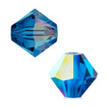 100pcs Authentic Preciosa 3mm (0.12 Inch) Small Faceted Bicone Crystal Loose Beads Capri Blue AB Compatible with Swarovski Elements Crystals for Jewelry Making Pre-B364 - color: Capri Blue AB, size: 3mm (0.12 Inch) - 100pcs