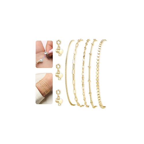 KRFY Bracelets for Women with Extra Strong Magnetic Bracelet Clasps and Closures, Hooks Helper Tool for Multiple Bracelet Stack, Fasteners Magnet Connector Jewelry Clasp for Chain Bracelets - color: 16K Gold Plated-3Pcs Clasps