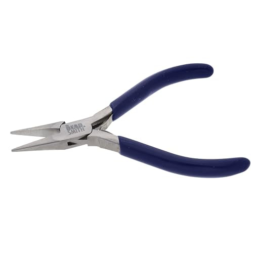 The Beadsmith Chain-Nose Pliers 4-1/2" Long with Fine Tips and Navy Blue Handles, Jewelry Making and Repair Tool - style: Chain Nose