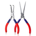 2PCS Mini Needle Nose Pliers Set Mini Long Nose Pliers and Bent Extra Long Needle Nose Pliers for Wire Wrapping Object Gripping - style: Straight & Bent Needle Nose Plier